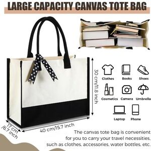 Chic Black and White Canvas Tote Bag